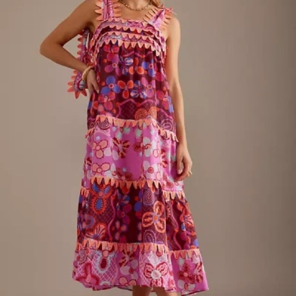 CeliaB Kelly Printed Midi Dress in Linen Blend